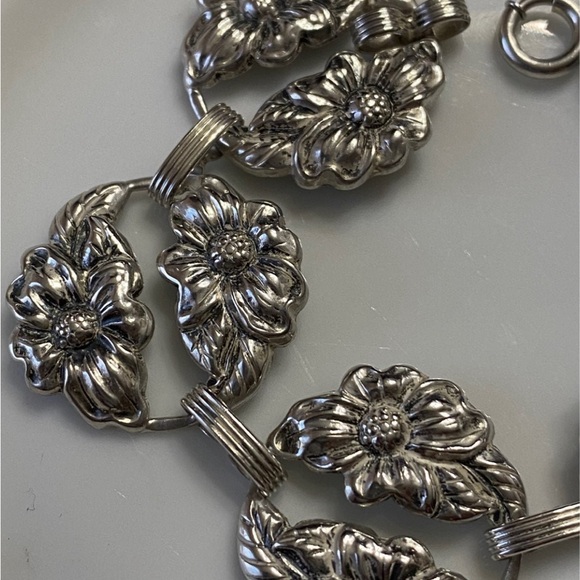 VTG Danecraft Double Flowers Sterling Bracelet - Picture 4 of 5